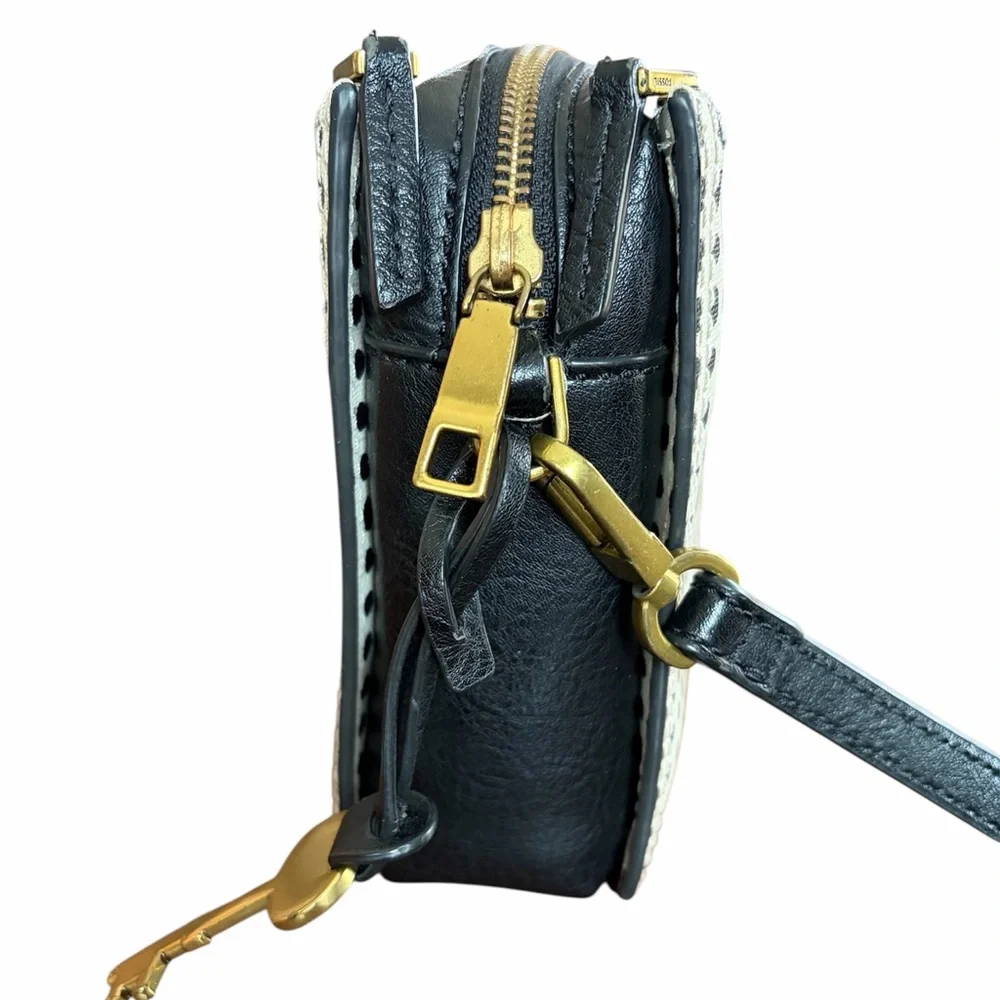 Fossil Black and White Woman’s Campbell Polka Dot Crossbody Bag